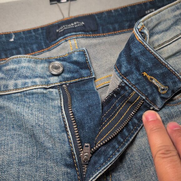 Scotch & Soda Skim Mens Blue Jeans Amsterdam Blauw Size W 34x L 32 - Picture 10 of 16